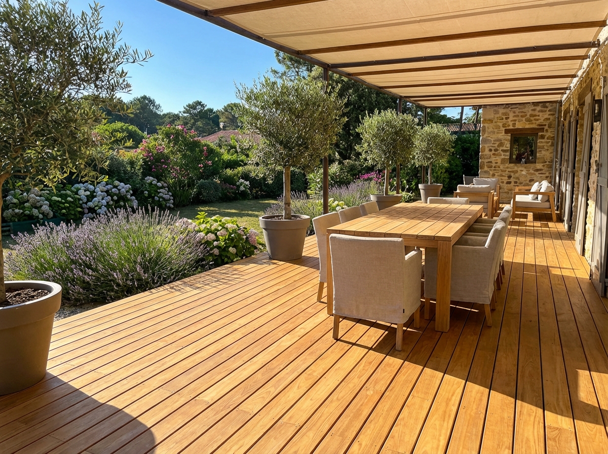 Deck Accoya restauré par brossage mécanique professionnel