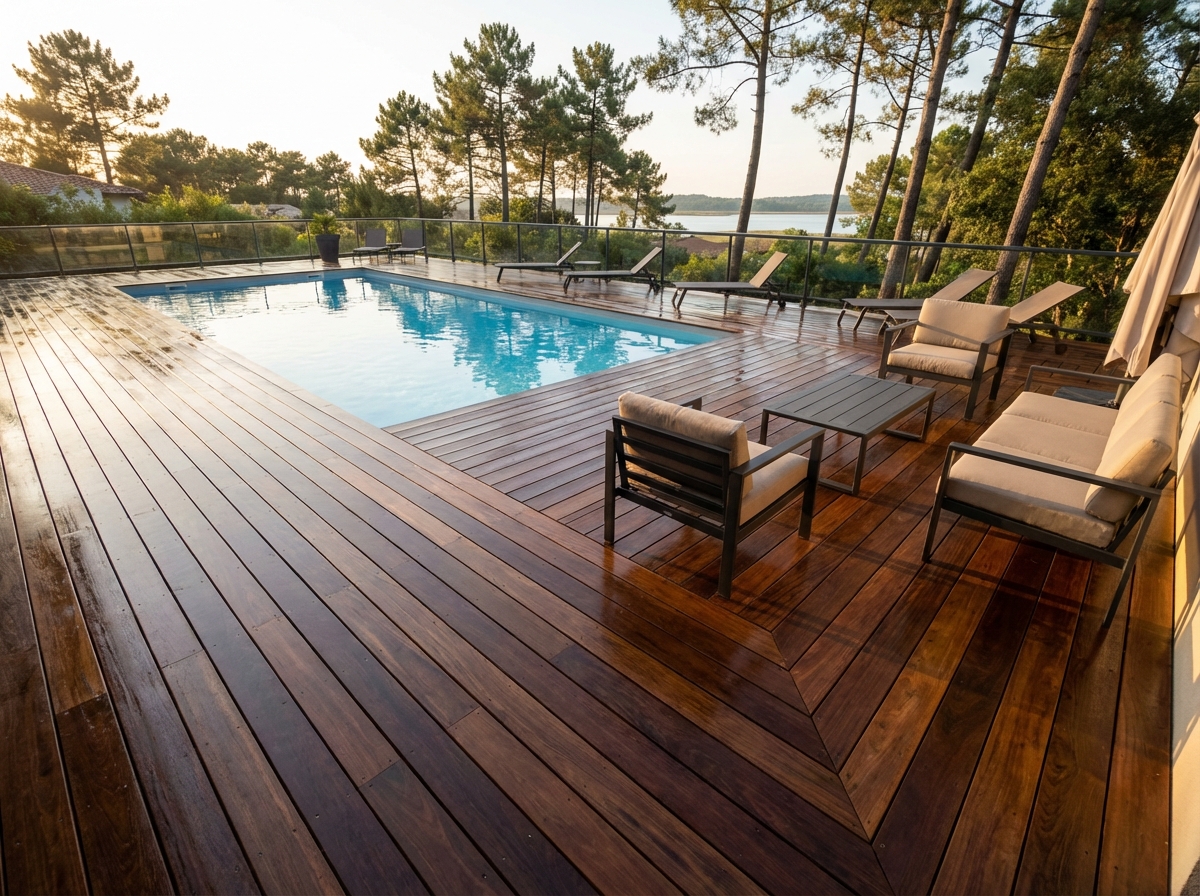 Terrasse pin maritime nettoyée sans karcher à Hossegor